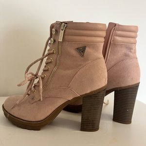 Guess Pink Mauve Combat Heeled Booties